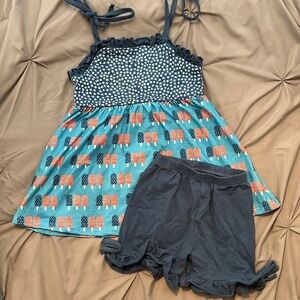 Girls Boutique tank top and short red white and blue bomb pop 4th of July set 4T